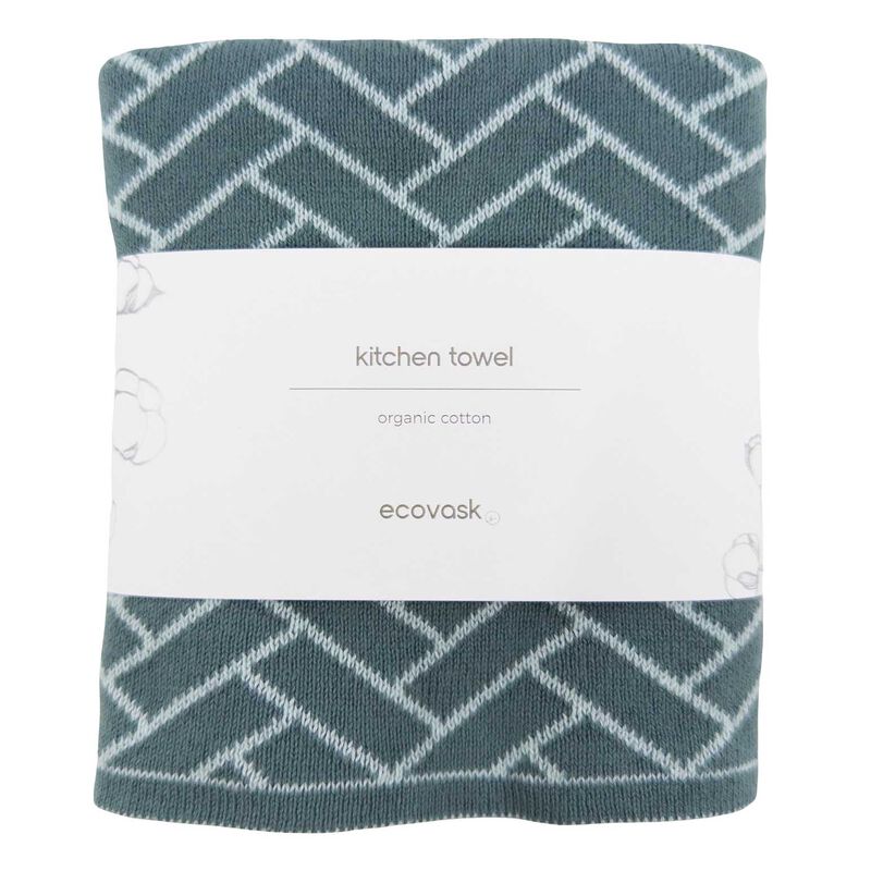 Ecovask The Ultimate Tea Towel - Sea Foam Herringbone image number 0